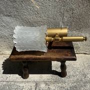Old pair of wall sconces by Maison Lunel in brass and glass.