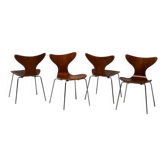 Set of four “Lily” chairs by Arne Jacobsen for Fritz Hansen, teak, Denmark, 1971