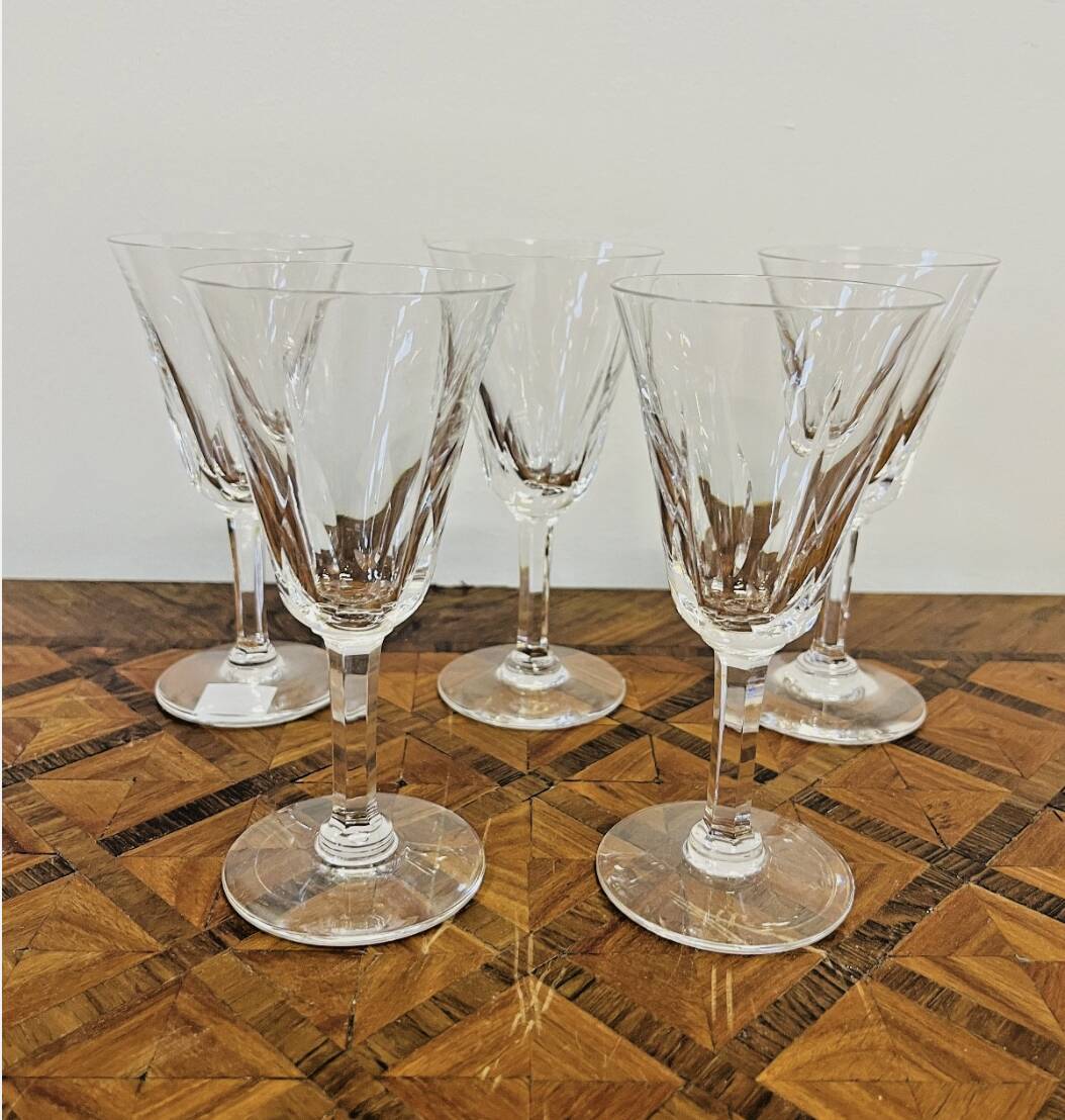 5 Saint-Louis crystal white wine glasses – Cerdagne pattern