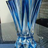 Large blue crystal vase