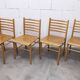 Danish ensemble transformable table 114 cm / 154 + 4 modernist chairs from the 1970s.