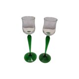 Vintage Shot Glasses With Green Base, 1970s