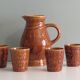Sarreguemines pitcher and goblets, France 1970s