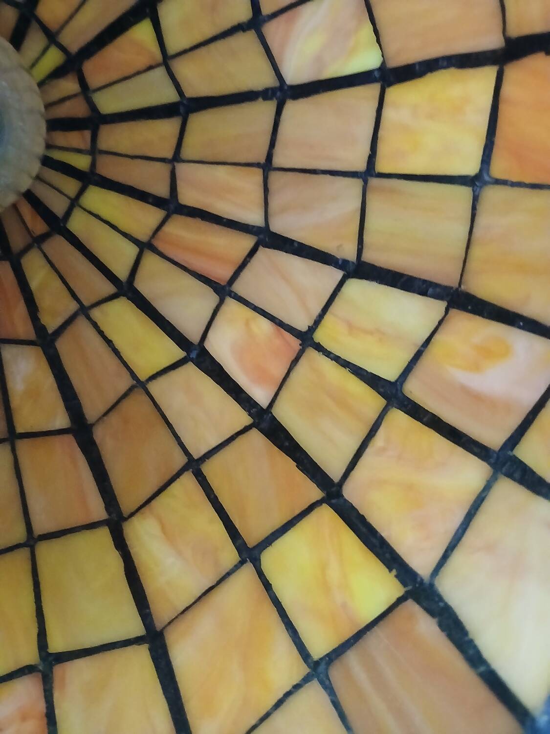 Antique stained glass and bronze pendant light