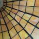 Antique stained glass and bronze pendant light