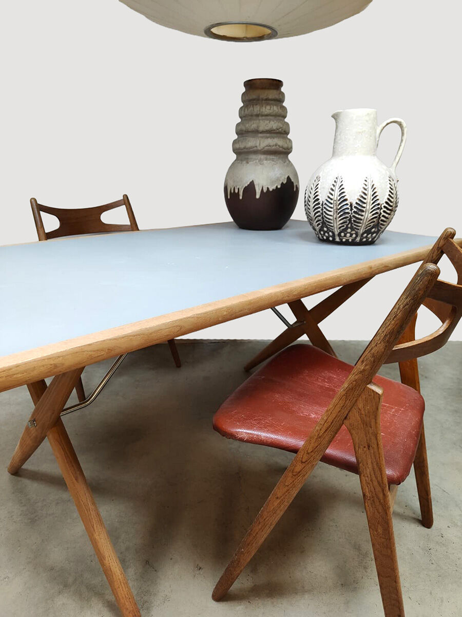 Vintage Hans J. Wegner sawhorse dining table AT303 Andreas Tuck