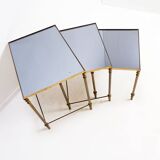 Set of 3 Mid-Century Modern Nesting Tables Maison Jansen Style - 1970s