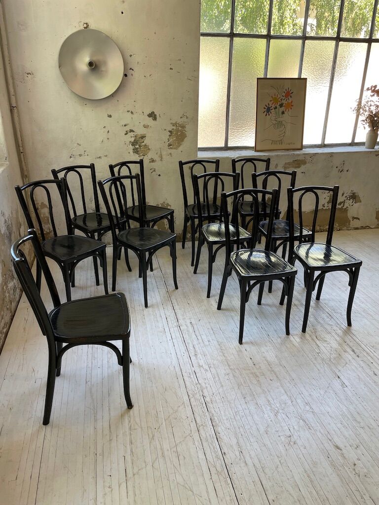 Lot 11 black Baumann bistro chairs