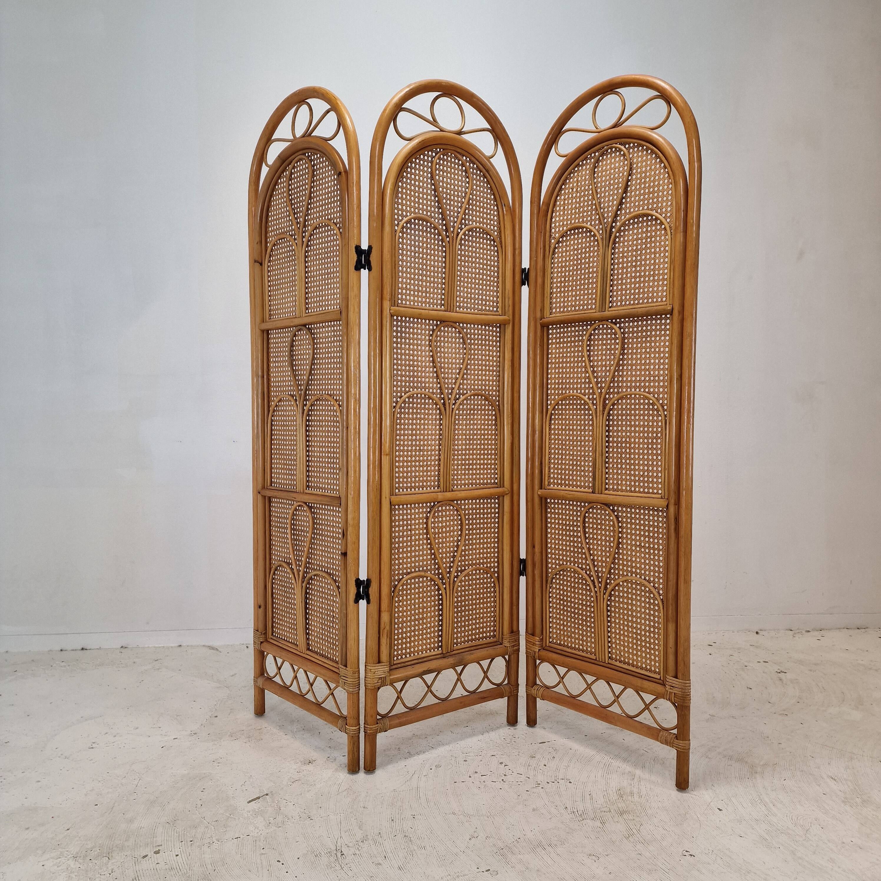 Italian Room Divider in Rattan and Wicker, 1960s