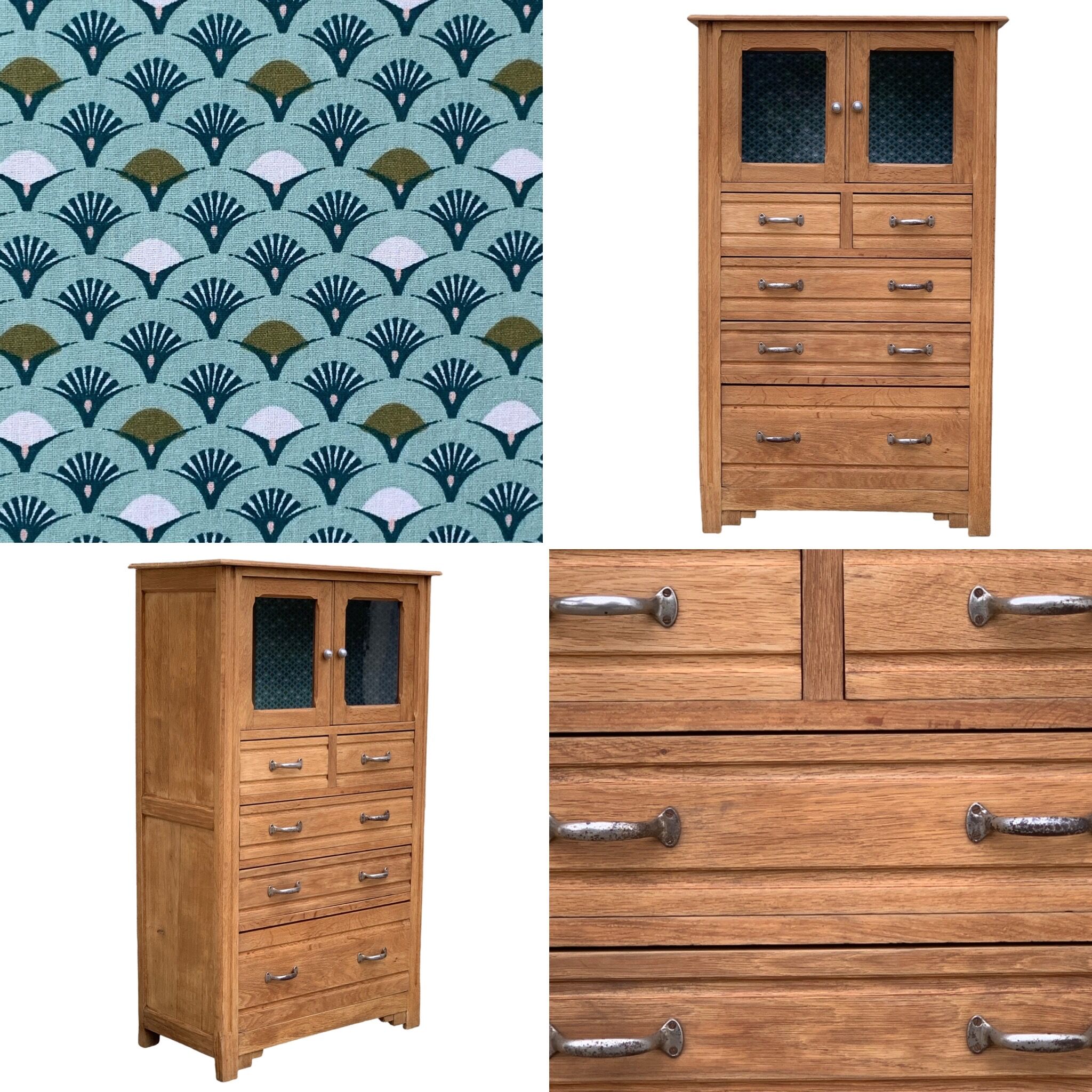 Buffet parisien vitré 1920 bois brut massif