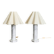 Vintage marble table lamp with linen shade
