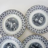 10 assiettes à dessert en faïence signées HB Choisy le roi XIXème