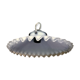 White opaline suspension transparent toothed border