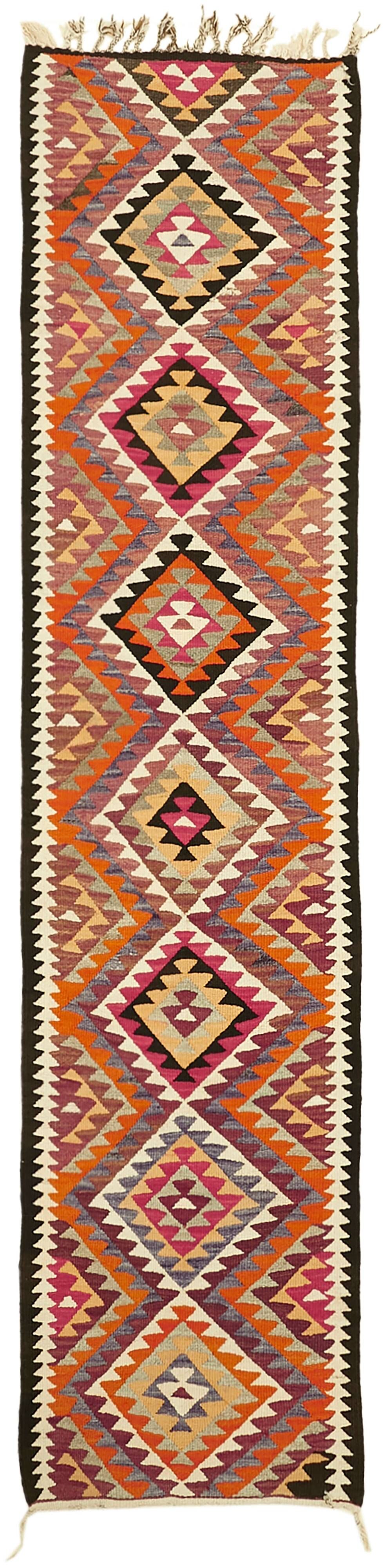 Turkish Handwoven Vintage Herki Kilim 94 cm x 361 cm