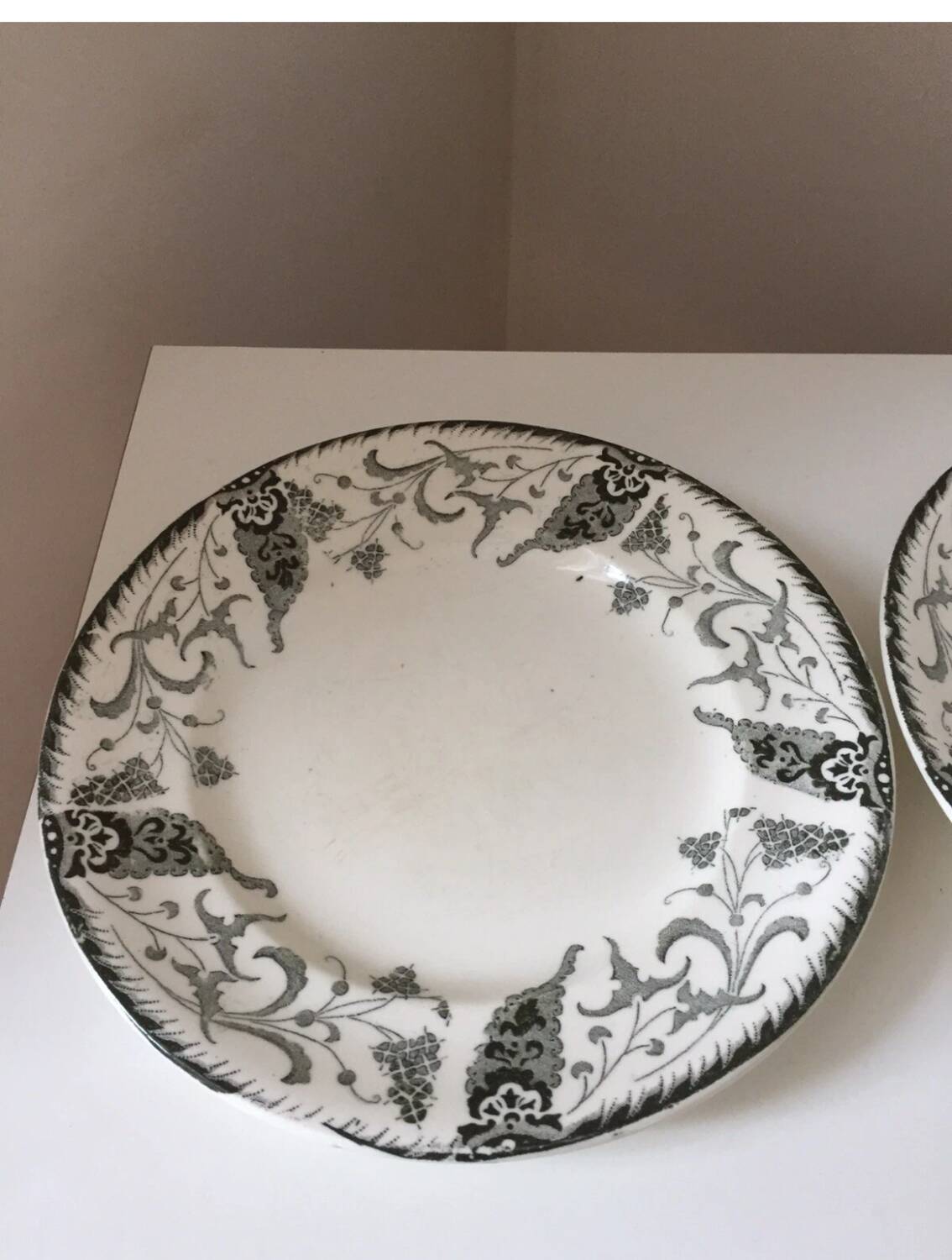 Longwy green ceramic plate, ironstone, 19th century