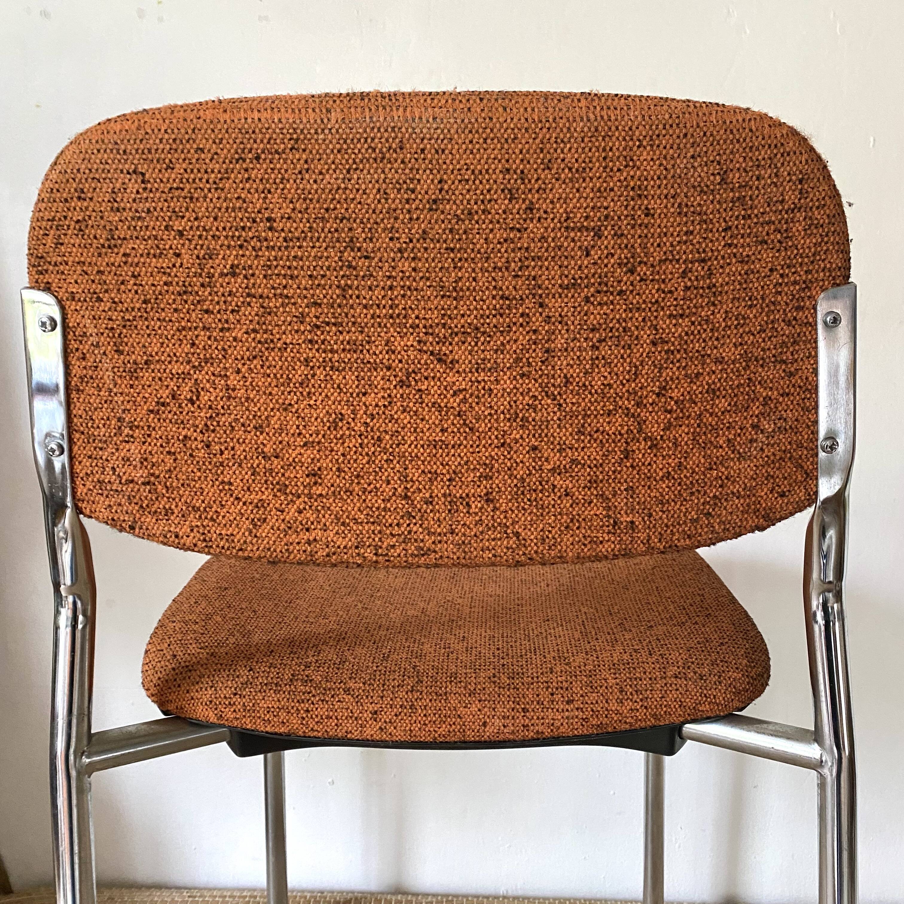 Pair of vintage Eurosit chairs, chrome and tweed, 1970s