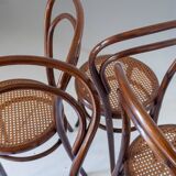 1900s Set of Four Bentwood and Cane Dining Chairs by Josef Hoffmann, Labele