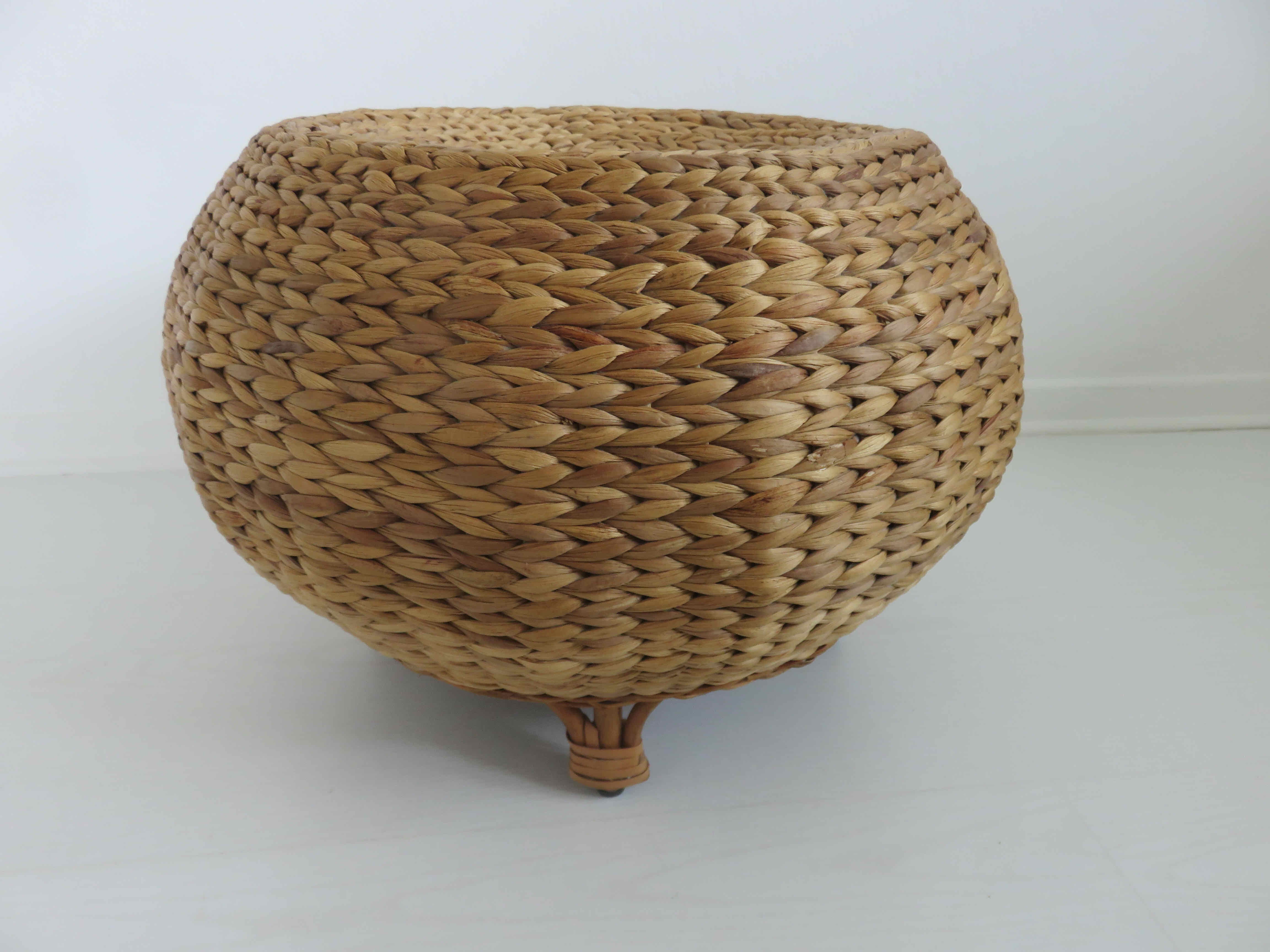 Tabouret en jonc et bambou 1970 1980