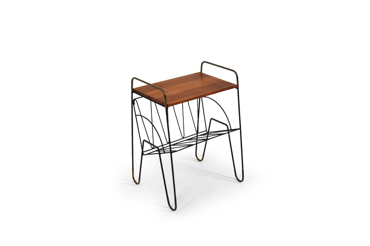 Mid Century Danish Side Table with Magazine Rack
