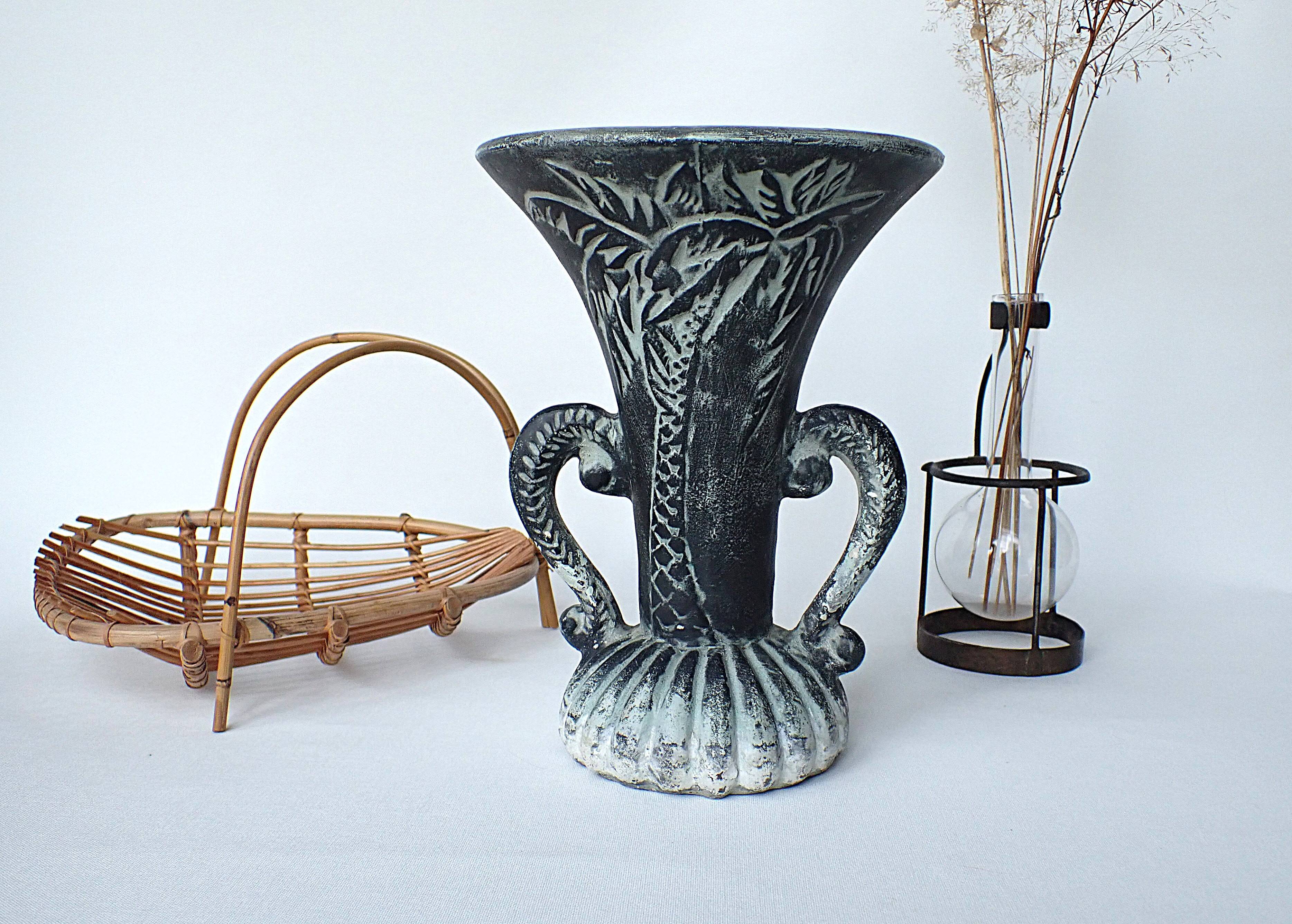 Baluster vase decorated with palm trees, 1950s style