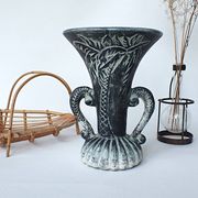 Vase balustre décoré de palmiers style années 1950