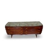 Commode en placage de palissandre avec plateau en onyx vert