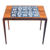 Side table with blue ceramics, Denmark, 1960s. After renovation.