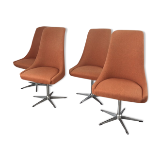 Ensemble de 4 chaises vintage pivotantes
