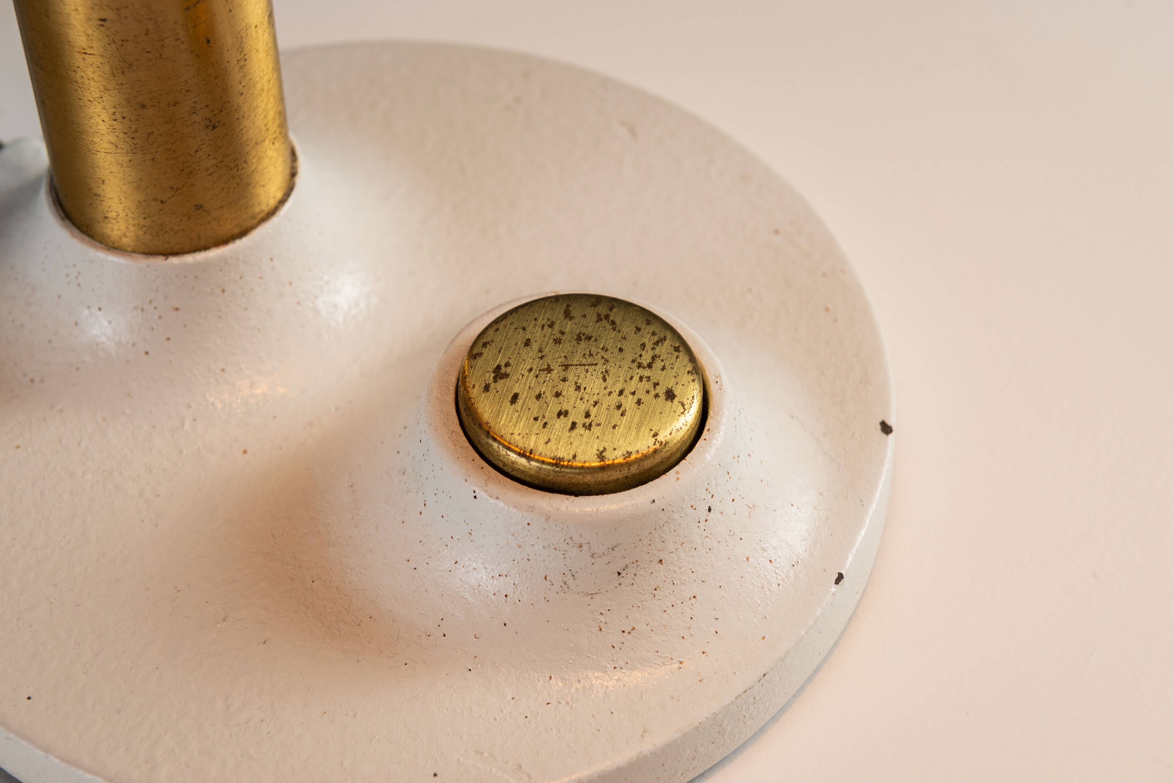 Egon Hillebrand desk lamp in white metal with brass accents