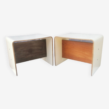 PAIR OF BEDSIDE TABLES BY “PIERRE GUARICHE”