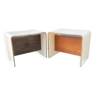 PAIR OF BEDSIDE TABLES BY “PIERRE GUARICHE”