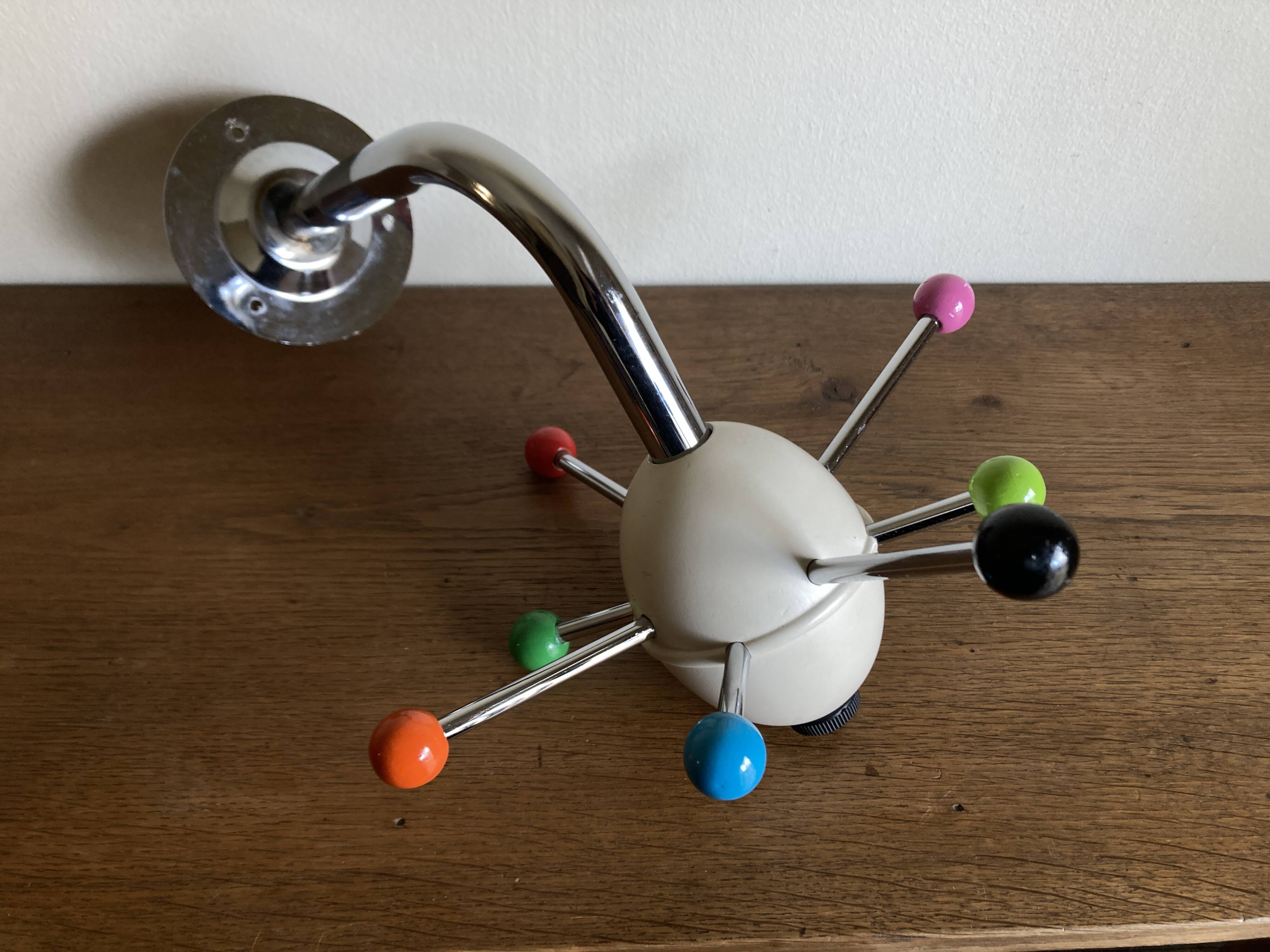 Sputnik coat rack, 1980s, Memphis colors