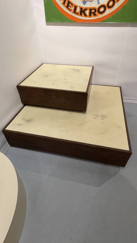 Set of 2 coffee tables, modernist design by jef verbrack, circa 1970.