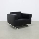 Lounge Chair in Leather and Chrome by Molinari
