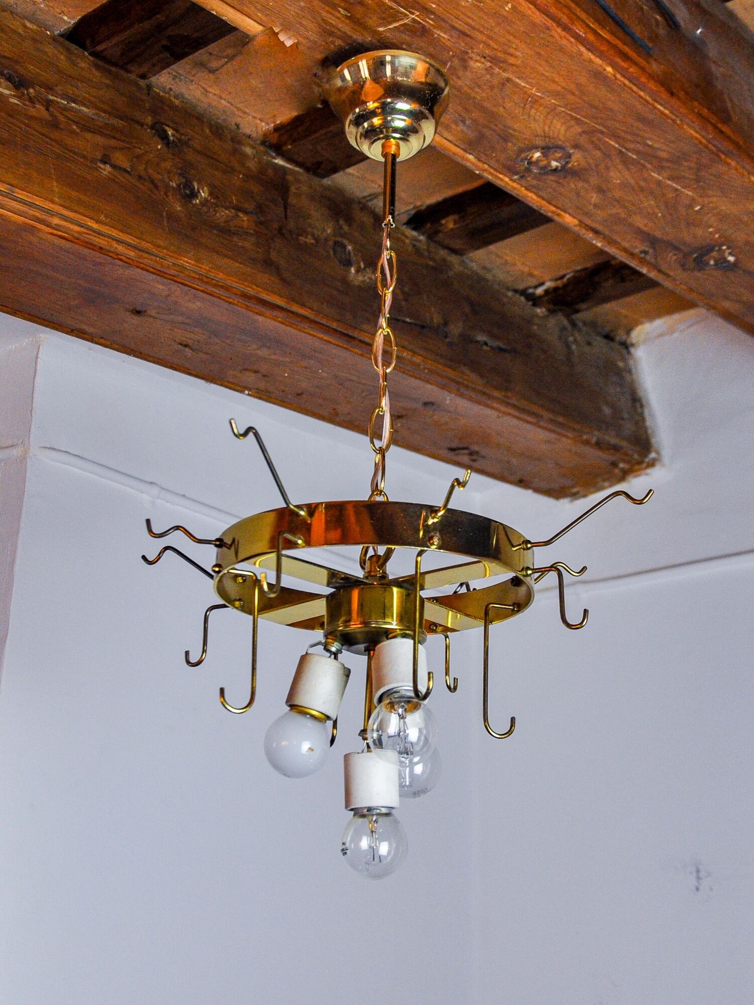Chandelier leaves Murano Mazzega, gilded frosted glass, italy 1970