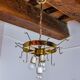 Chandelier leaves Murano Mazzega, gilded frosted glass, italy 1970