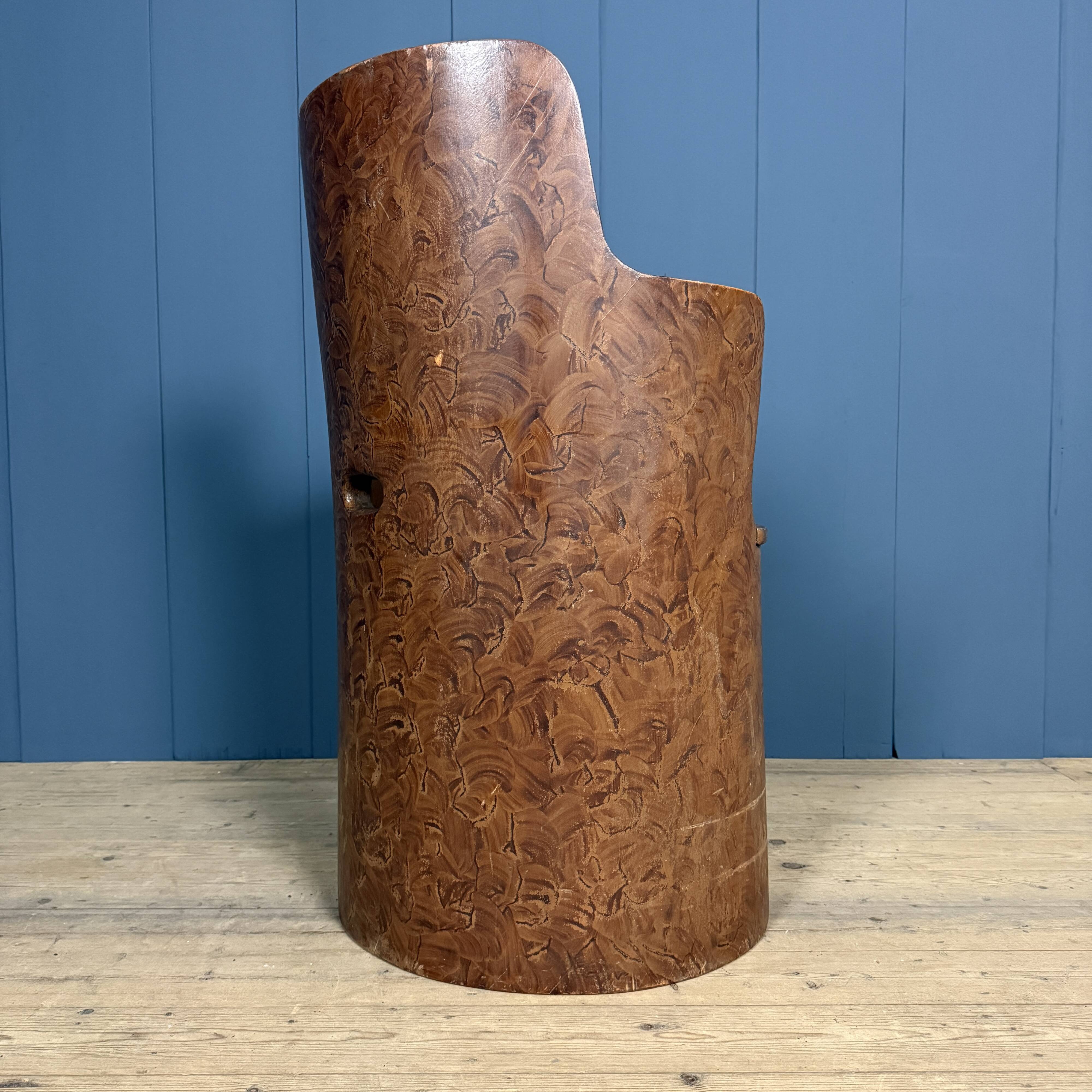 Old Swedish painted wooden trunk chair