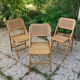 Lot de 3 chaises pliantes en bois et cannage