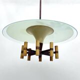 Curved glass disk chandelier. Italy 1950s
