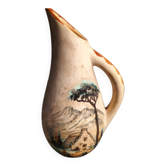 Beige Stoneware Carafe-Vase signed Cazalas
