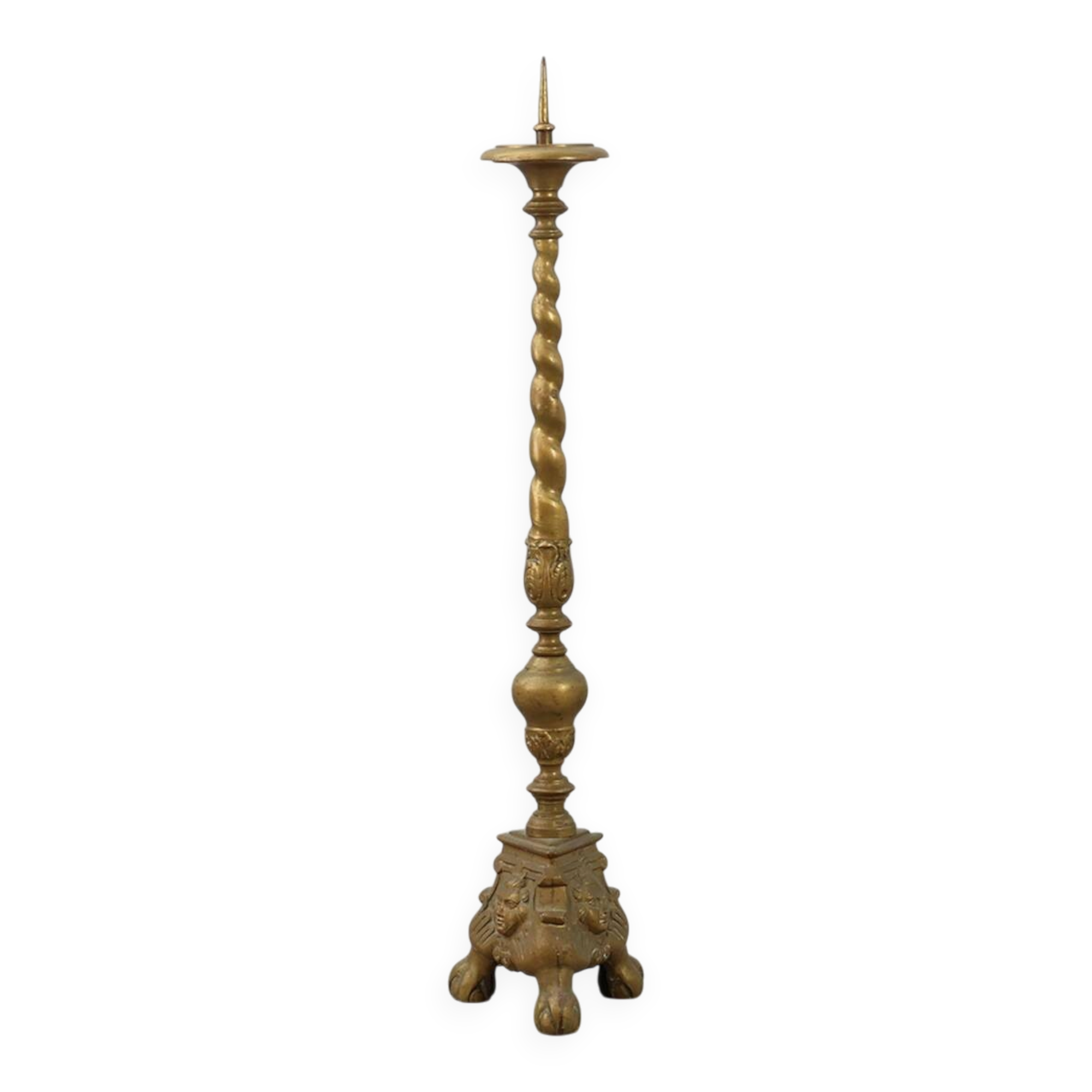 Large copper church candle holder, France 19th century