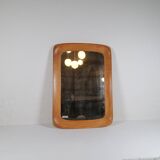 Mid-century modern sculptural wall mirror, oak, crystal glass, Glas & Trä, 1960s