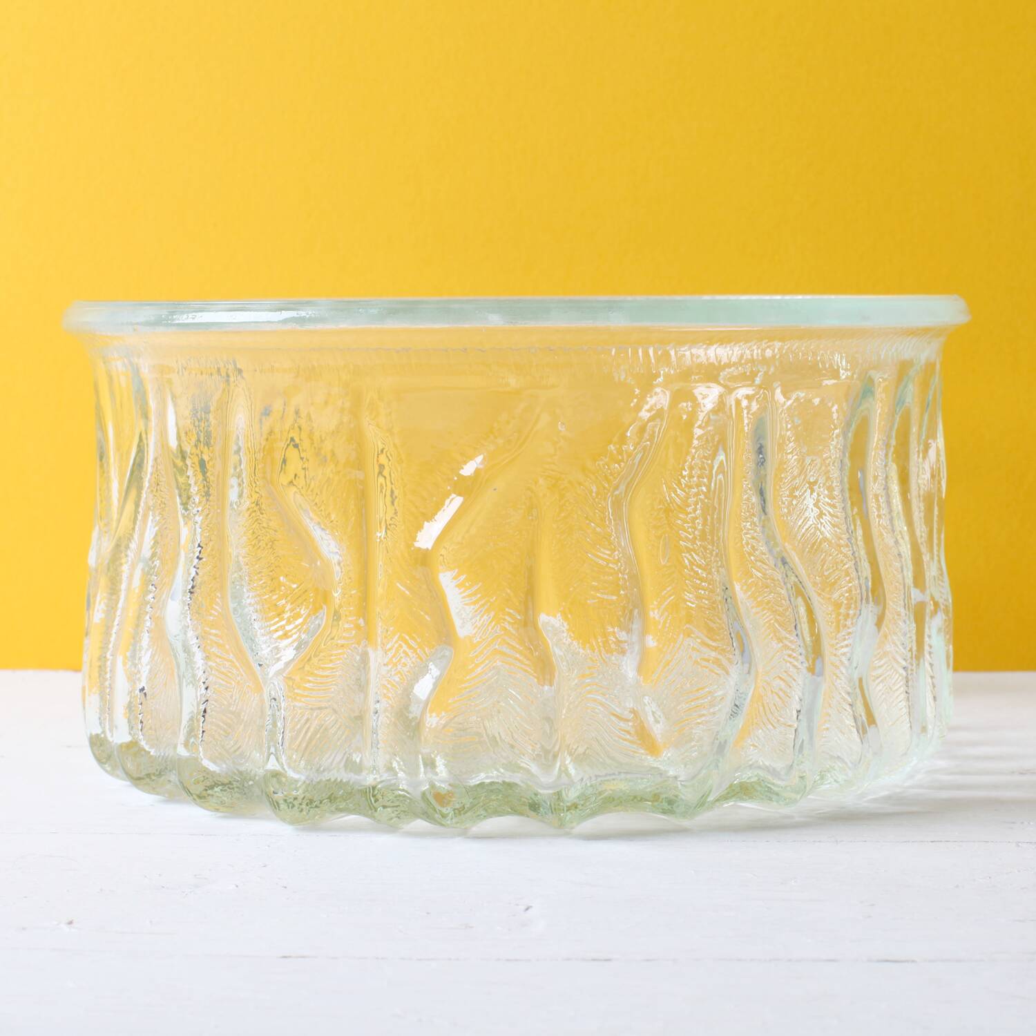Pressed Glass Fruit Bowl: Large Bohemian Glass Union Centerpiece / 1970s