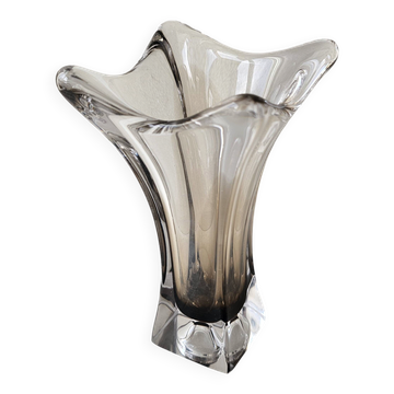 Smoked glass vase in the style of vintage Murano.