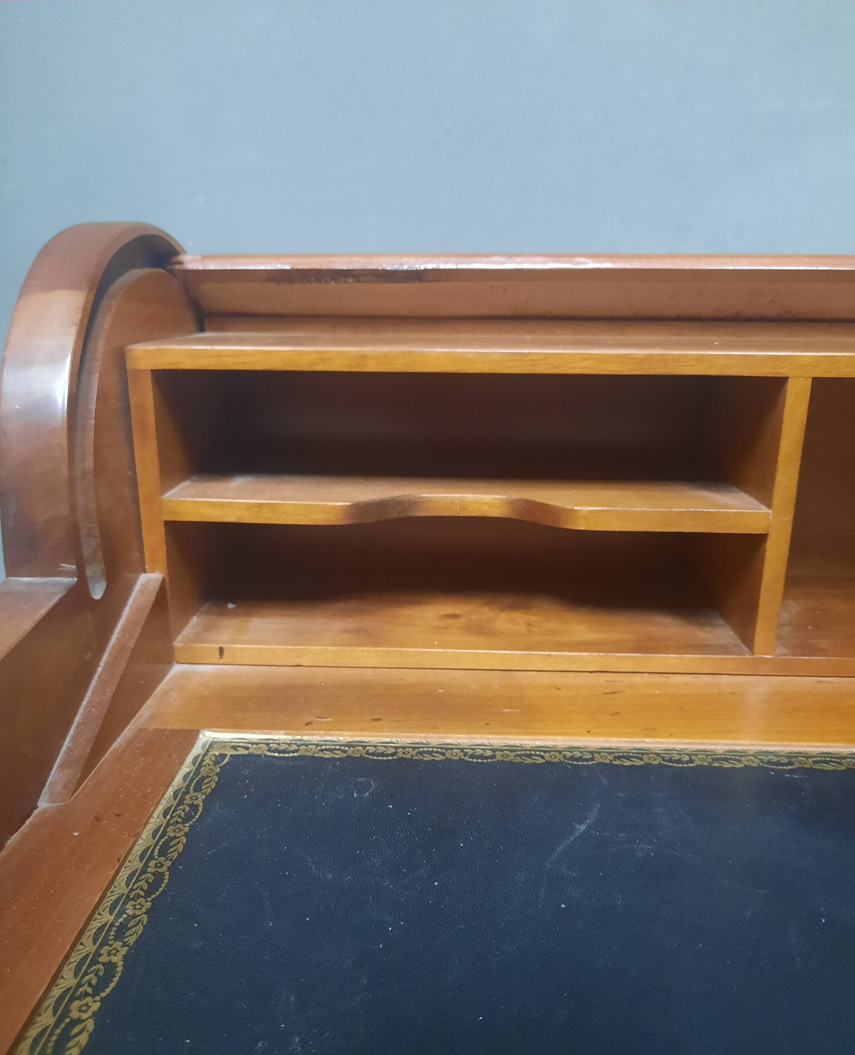 Louis XVI style cylinder desk in cherry wood