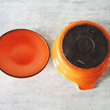 Old cast iron pot enamelled orange Le Creuset