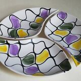 Three vintage free-form ceramic ravine dishes from the 1950s