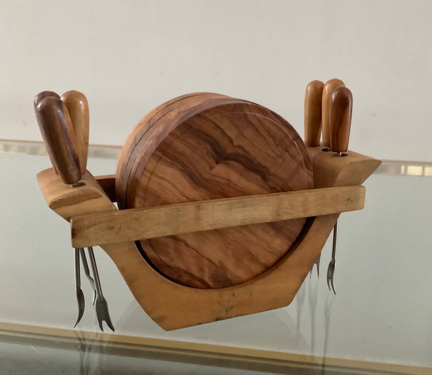 Vintage wooden coaster set