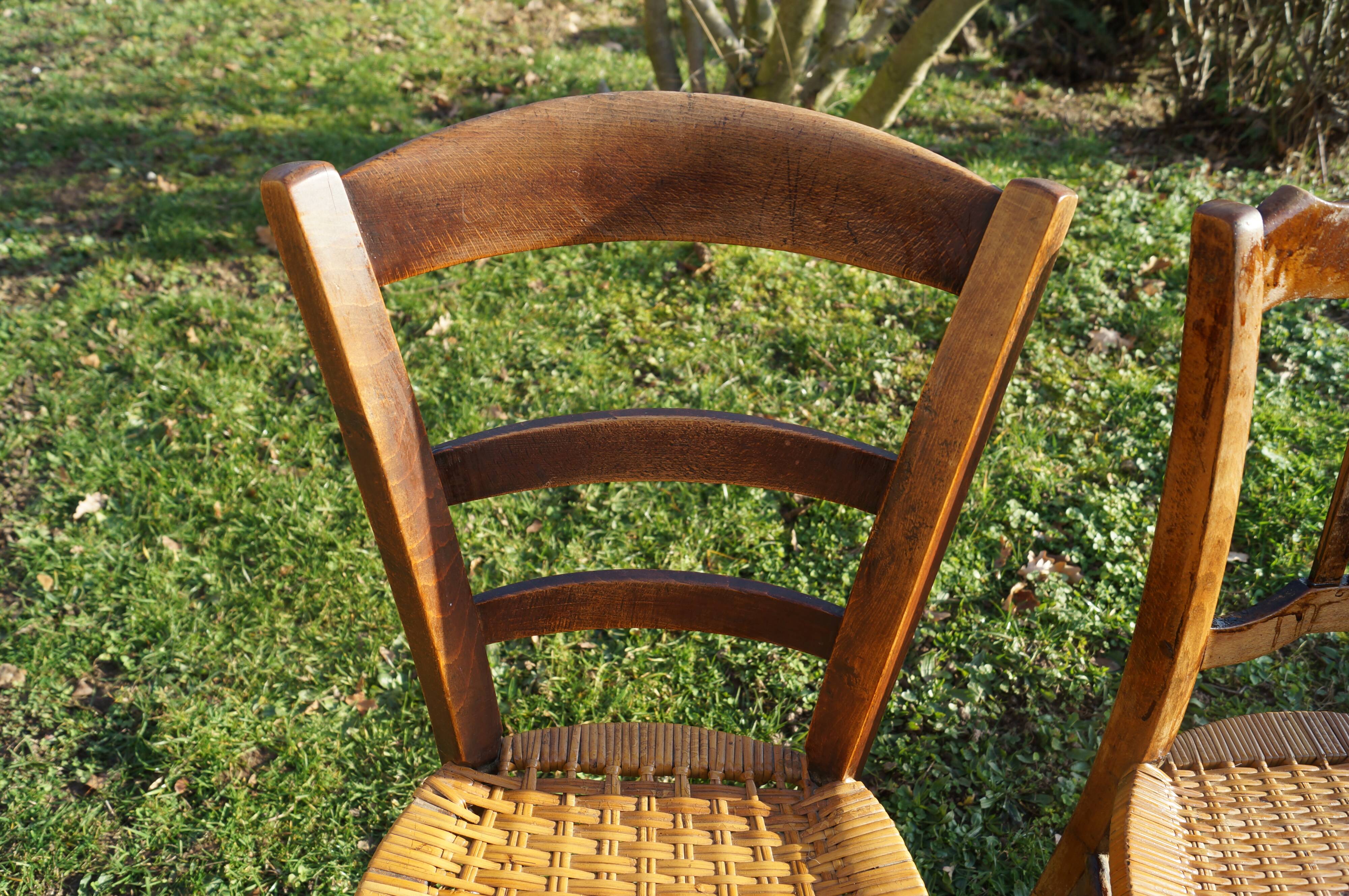 2 straw bistro chairs