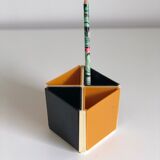 Black and orange plastic compartment pencil pot, 1970